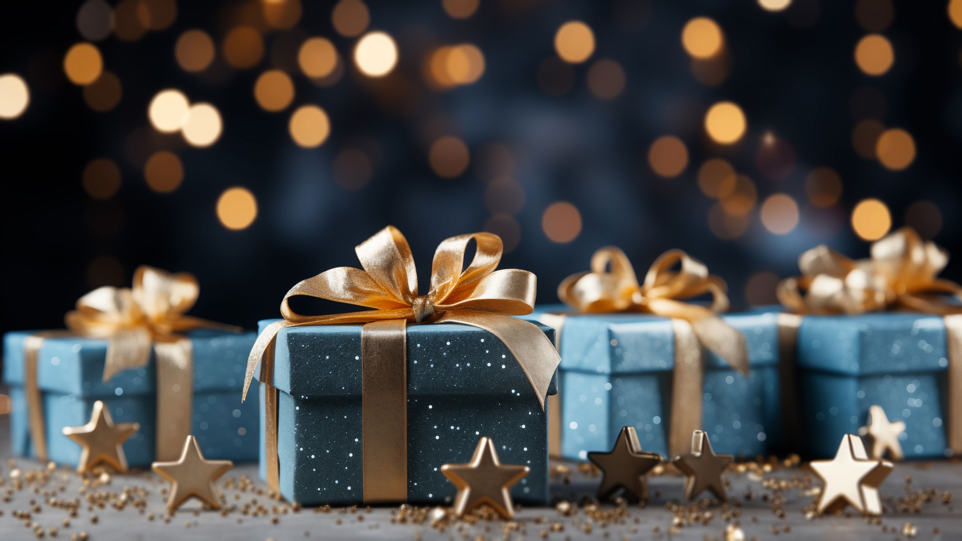 Teal and Gold Presents Ready for the Holiday Celebration